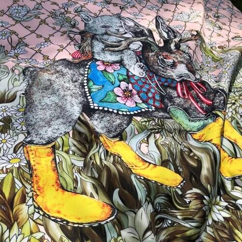 Cartoon printed polyester twill fabric Factory custom production brand shirt ladies DIY childrens sewing fabric for dress