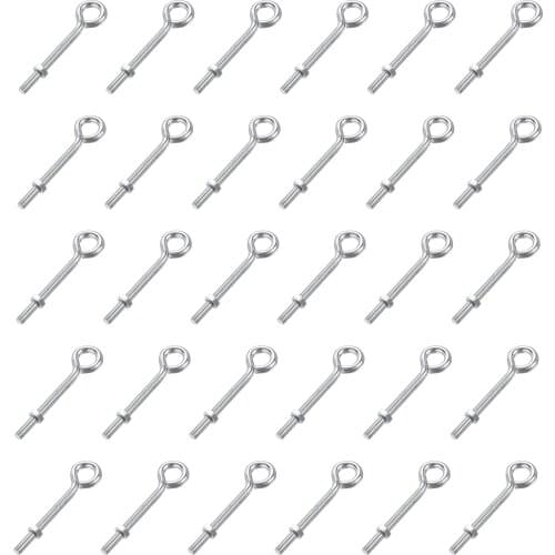 Uxcell M5x50mm Eye Hooks Screws Bolts Kit, 30pcs Carbon Steel Hanger Eyelet Hooks Screw