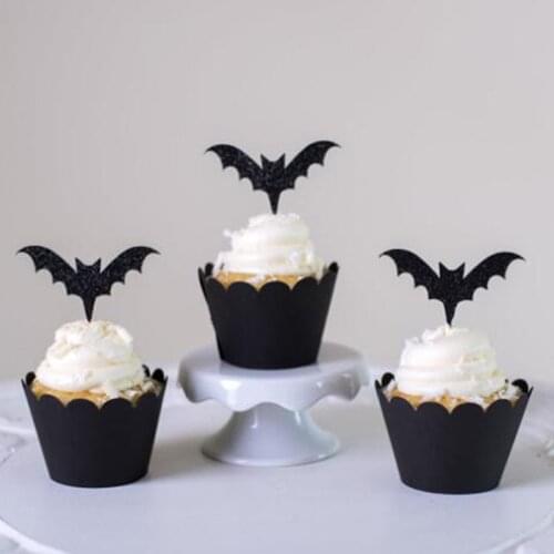 Halloween Party Cupcake Toppers Halloween Party Supplies Pumpkin Ghost Witch and Bat for Cupcake Dish Decoration