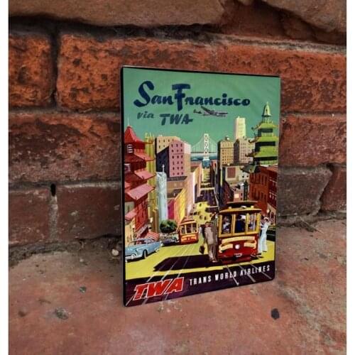 Vintage San Francisco Travel Metal Tin Sign Wall Plaque Large :12X 8 Inches