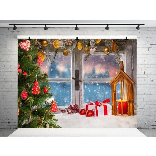 VinylBDS Christmas Backdrop Photograph Christmas Gree Trees Window Photo Backdrops For Children backgrounds for photo studio