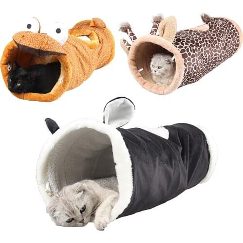 High Quality Folding Channel Dinosaur Giraffe Black Cat Tunnel Pet Cat Bed Small Dog Puppy Kennel Cat Sleeping Bag Warm Nest