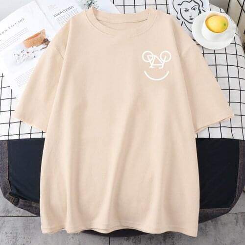 Creative Combination Smiley Bike Prints Womens Tshirt Simple O-Neck T-Shirts Vintage Clothes Harajuku Big-Size T Shirts Female