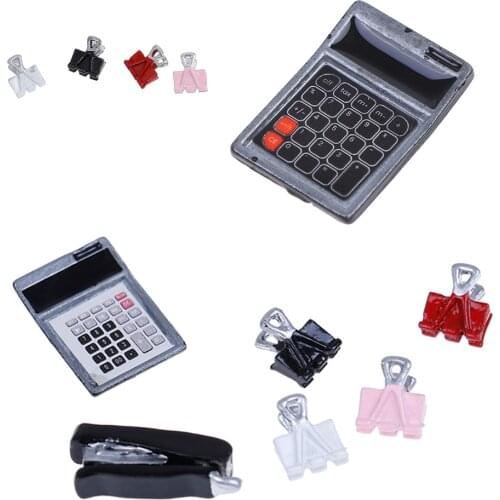 1:12 Dollhouse Miniature Mini Calculator Clamp Stapler Model Doll Accessories Furniture Toy For New Collectible Gift