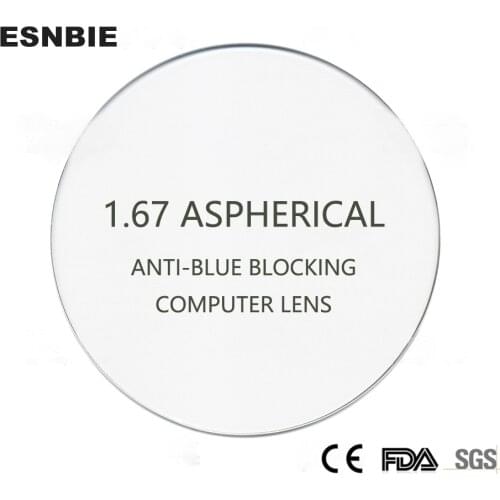 1.67 Blue Light Blocking Prescription Glasses Men Women Computer Lens Cr-39 Resin Aspheric Myopia Hyperopia Presbyopia