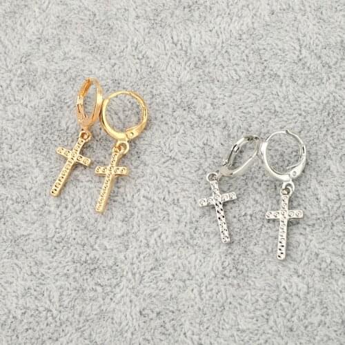 1Pair 2020 New Gold Metal Cross Hoop Earrings For Women Simple Huggie Earrings Mini Small Stud Earrings Female Jewelry E659