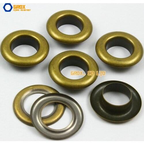 100 Set 27*15*8mm (Outer diameter * Inner diameter * Height) Antique Brass Round Eyelet Grommet