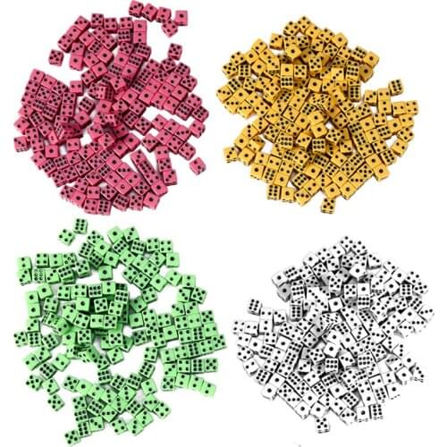 100 Pcs/lot Yellow/White/Green/Red Square Point Dice Puzzle Game Send Children 6 Sided Dice DIY Game Accessory 8mm