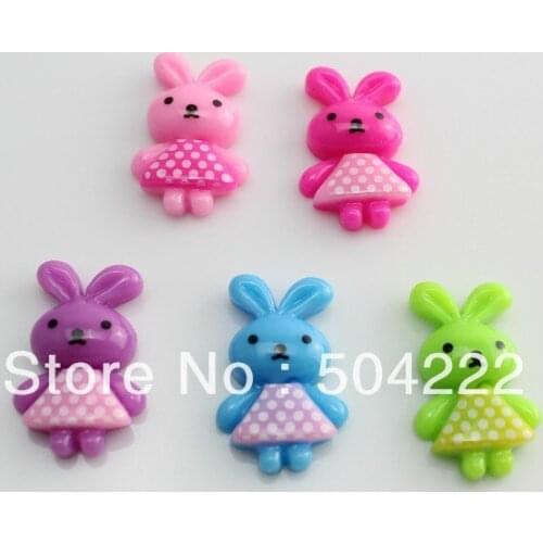 250pcs assorted Resin colorful kawaii rabbit Bunny cabochons 22x17mm free shipping