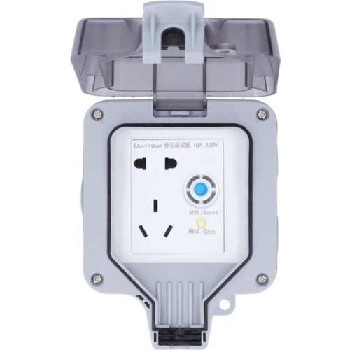 250V Outdoor Wall Outlet Waterproof 5 Holes Power Socket with Electric Leakage Protection for Parking Lots Hotels