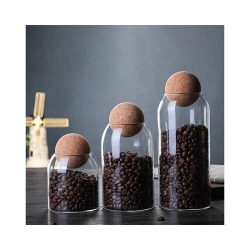 3 Pieces Pack High Borosilicate Glass Food Jar Storage Airtight Glass Bottle Jars with Cork