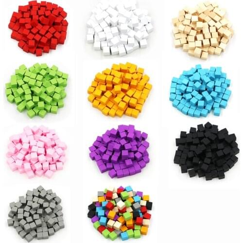 500pcs/set Wood Cubes 10mm Blocks Blank Dice Square Corner Colorful Board Games Dices For Game pieces Early Education