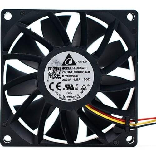 Brand New for delta FFB0824HH 8025 24V 0.25A Speed Measuring Double Ball Heat Dissipating cooling Fan