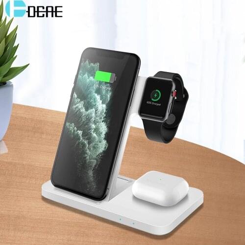 DCAE 15W Fast Wireless Charger 3 in 1 Qi Charging Dock Station For iPhone 12 11 XS Max XR X 8 Apple Watch SE 6 5 4 3 AirPods Pro