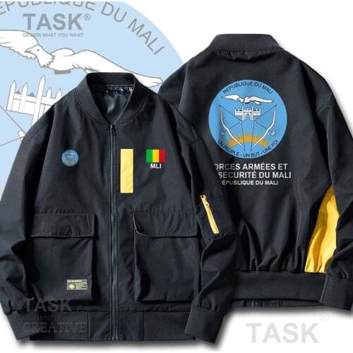 Bomber Military Biker Jacket Army Republic of Mali MLI Malian ML Printed Pilot Bomber Jacket Casual Windbreaker Big Pockets Coat