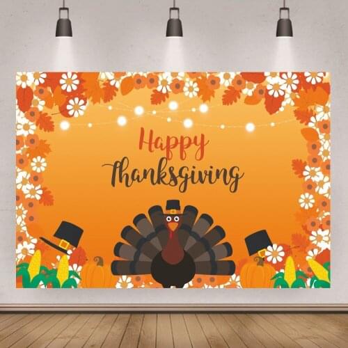 Thanksgiving Autumn Turkey Cartoon Photography Backdrop Family Party Photo Background Prop Banner Booth Decoration