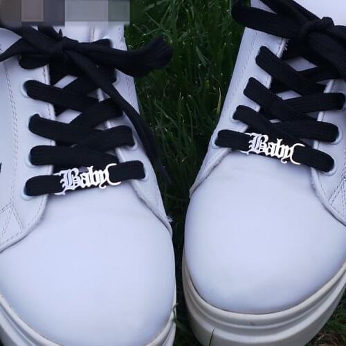 Baby Shoe-buckle Old English Letters Bad Girl Shoe Fastener Punk Jewelry Best Friends Gift For Women Left Right Buckie Gothic