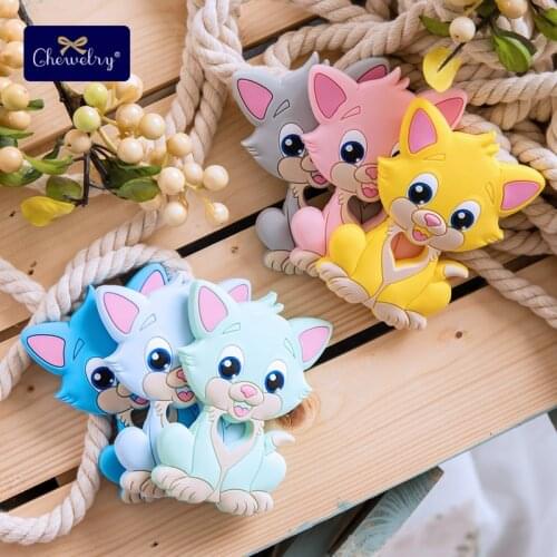 BPA Free Baby Teether Childens Goods Baby Silicone Squirrel Teethers Teething Necklace Silicone Beads Kids Biter Tiny Rod Toys