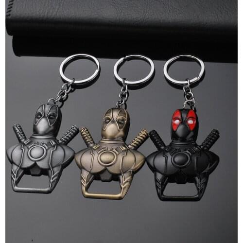 Disney Marvel Legends Avengers New Metal Keychain Deadpool Bottle Opener Creative Key Chain Accessories Wholesale Keyring