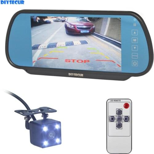 DIYSECUR Wired 7" TFT LCD Display Reverse Camera + LED Color Night Vision Rear View Car Camera Video Parking System