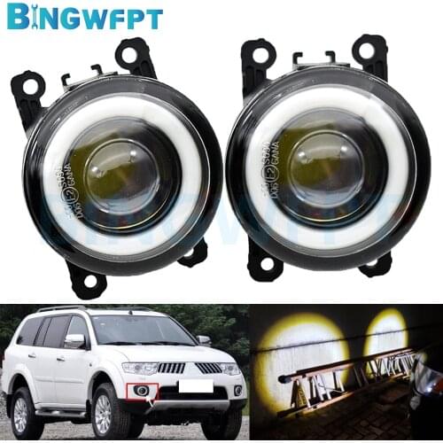 For Misubishi Pajero Montero Sport 2008-2014 Daytime Running Light Fog Light Angel Eye Car H11 LED 12V Fog Lamp Assembly
