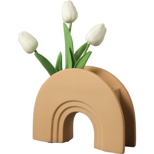 Porcelain Geometric Vase Nordic Ceramic Flower Pot Modern Art Living Room Interial House Personality Home Decoration Accessories