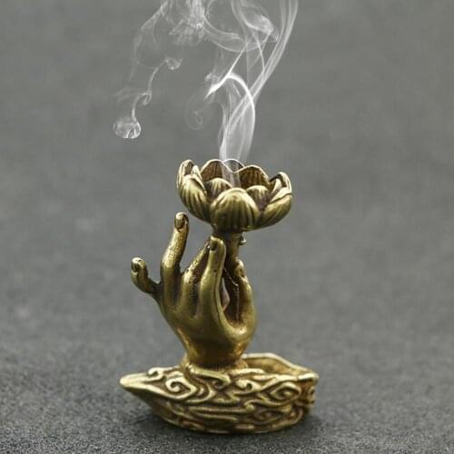 Porcelain Back Incense Burner Copper Retro Stove Censer Buddhist Decoration Metal Back Flow Candle Holder Wierook Waterval