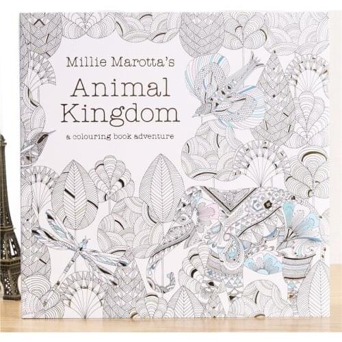 English Animal Kingdom Book for Adult Kid Drawing Painting Graffiti Relieve Stress Art Book Creative DIY Stationery Supplies