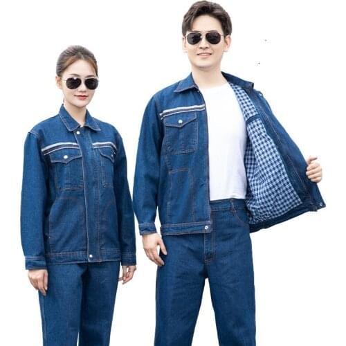 Welding Suit Denim Work Clothing men women Coverall workmen uniform car Repair Work suit mechanical Reflective Safety workwear4X