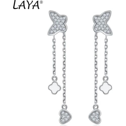Laya Silver Butterfly Tassel Earrings For Women 925 Sterling Silver Fashion High Quality Zirconium Fine Jewelry Handmade Enamel