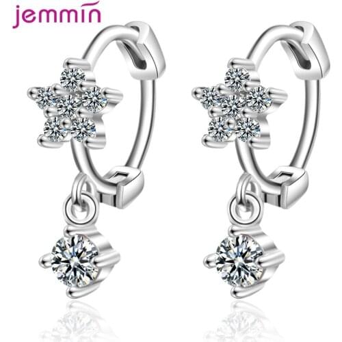 Top Selling 925 Sterling Silver Women Earrings Brilliant Austrian Crystal Cubic Zircon Star Ear Decoration Jewellery