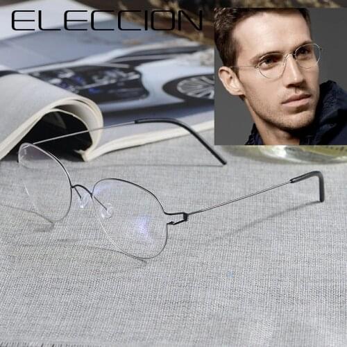 ELECCION Screwless Eyewear Frame 2018 New Ultralight Titanium Glasses Frame Men Korea Morten Style Round Optical Eyeglass Frames