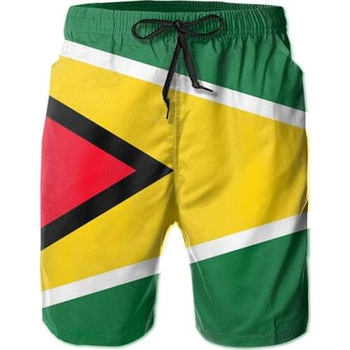 Mens Swim Trunks Guyana Flag Quick-Dry Sweat Shorts Mens Swim Shorts with Mesh Lining