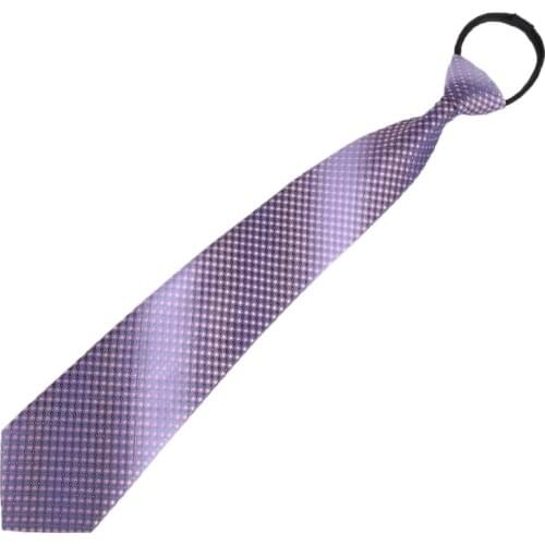 Y166 Mens Pre-tied Adjustable Zipper Tie Necktie Plaid Dot Business Formal Wedding