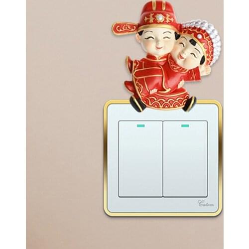 Wedding Decoration Accessories Switch Sticker Bedroom Lamp Holder Night Light Dust decorative Cover Art Decor Adesivos De Parede