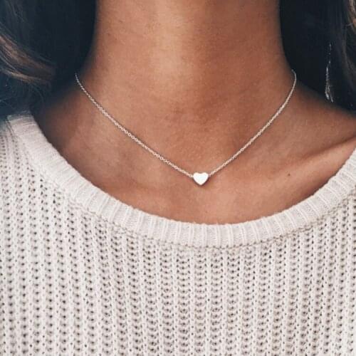 Heart Simple Clavicle Necklace Girls Jewelry New Popular Concise And Delicate Simple Student Decorated Peach Exquisite Gift 2021