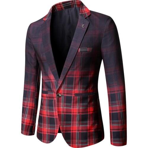 Male plaid Winter New High End Business British Style Slim Fit Thick Blazers / Mens Fashion High Quality Suit Jacket Coat S-3XL
