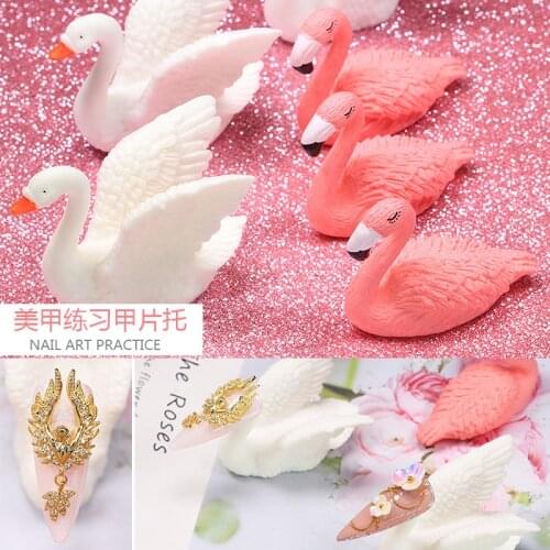 Ins Popular Flamingo Swan Nail Art Base Nail Finger Manicure Work Display Stand Photo Props Decoration Nail Tool Set