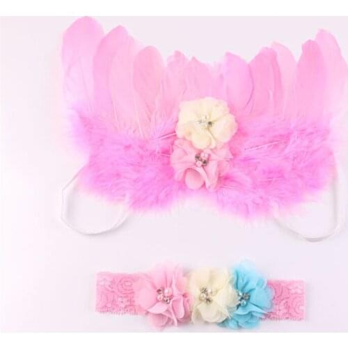 Baby Girl Angel Wings Flowers Headband Hair Head Bands Photo Shoot Accessories Lovely Newborns Hairband Photography Props