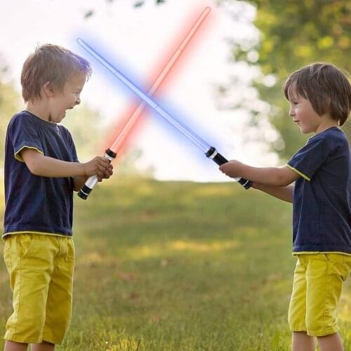 Flashing Lightsaber Laser Double Sword Toys Sound and Light for Boy Girls Flashing Lightstick Glow In Dark Kids Luminous Gifts