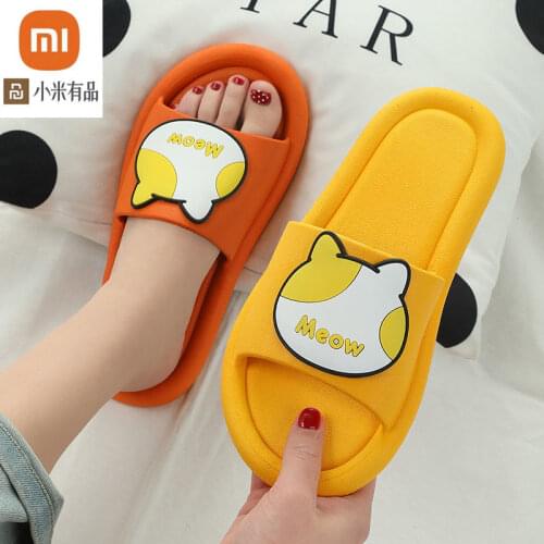 Xiaomi Summer couple beach shoes take off indoor men and women non-slip home slippers cartoon cat head sandals and slippers