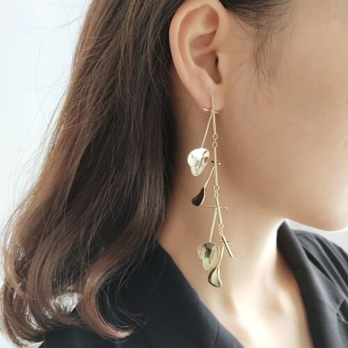 2pcs Gold 925 Sterling Silver Exaggerated Plant Leaf Vine Big Branch Earrings Dangle Tassel Formal Chandelier Elegant Earrings