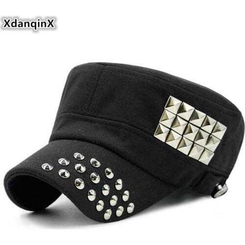 XdanqinX Mens Military Hat Retro Fashion Navy Hats Men Flat Cap Adjustable Size Women Personality Brand Caps Vintage Couple Hat