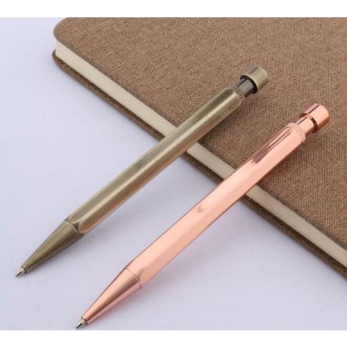 STUDENT GIFT matte black rose golden Hexagon Press Trim Metal ballpoint Pen