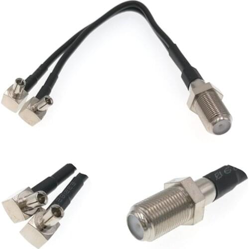 Antenna Pigtail Cable F Female To Two Dual TS9 Male Y Type 2 X TS9 Male Splitter Combined Pigtail Cable 20CM 8" For 3G/4G Modem