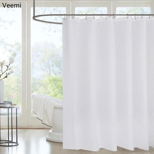 Modern solid waterproof fabric shower curtain bathroom bathtub simplicity lack blue durable curtain decoration with hooks