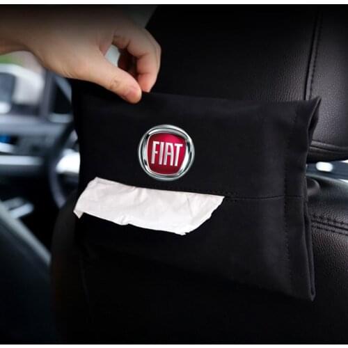Tissue Bag Organizer Car interior napkin bag for Fiat Aegea 500c Panda Uno Palio Tipo Doblo car Emblem Auto Accessories