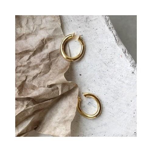 ONLY 1PC 100% real. Authentic 925 Sterling silver Glossy Wave Circle Geometric Clip Earrings (No pierced) jEWELRY TLE881