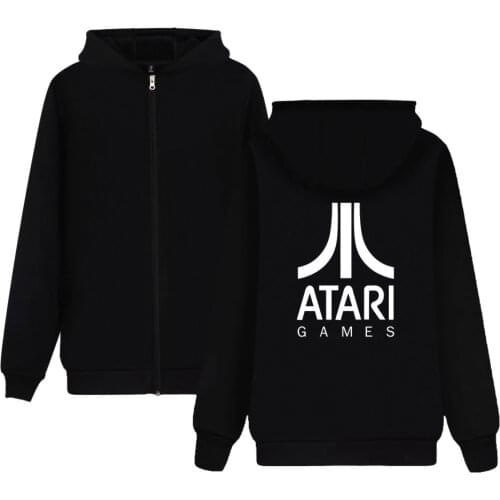 Game ATARI Hoodie 2D Printing Mens Zipper Jacket Fashion Streetwear Womens Top Sweatshirt Hip hop Hooded Shirt