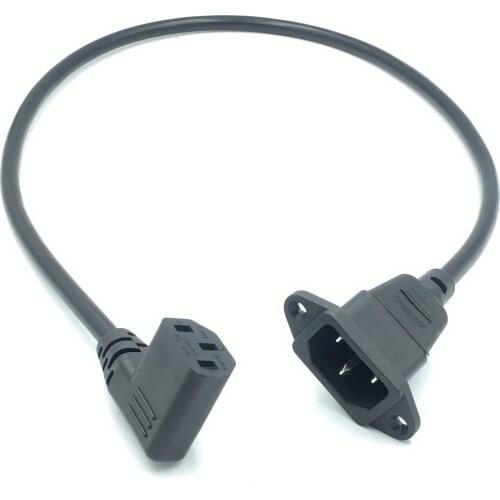 IEC320 C14 to C13 Extension cord,C14 with screw holes and C13 Right Angled Short,60cm lenght,H05VV-F 3G 0.75MM
